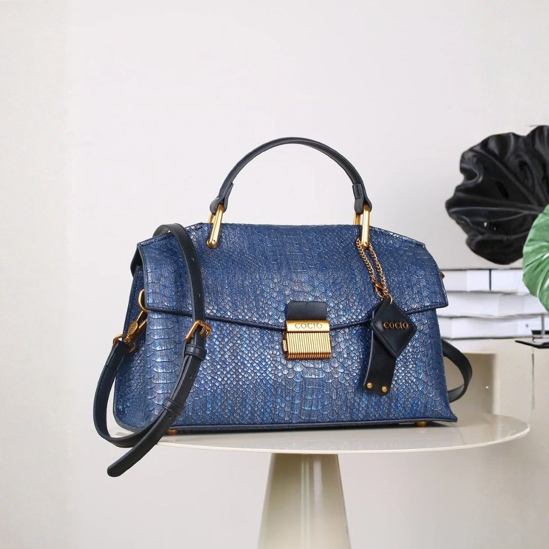 The Sorrento Snake-Texture Top-Handle Bag