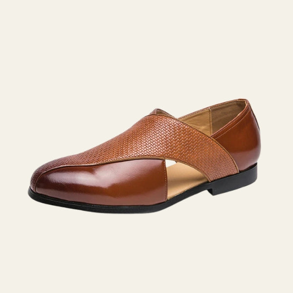 The Riviera Textured Cross-Strap Loafers