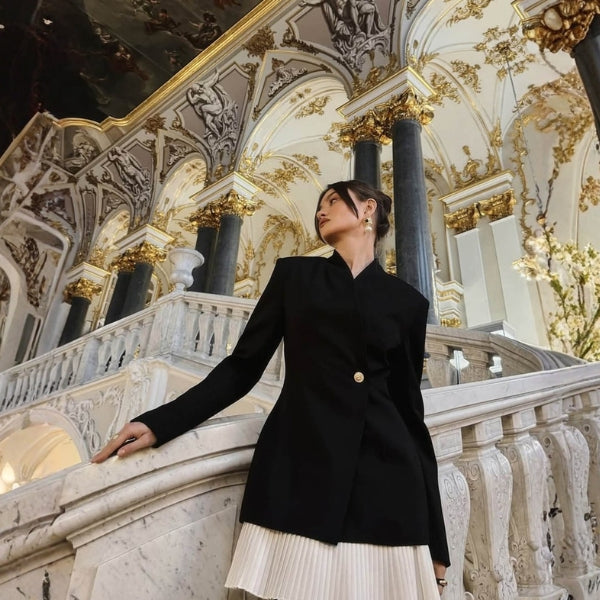 The Paris Pleated-Hem Blazer Dress