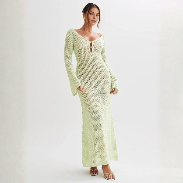 The Mykonos Open-Knit Cutout Maxi Dress
