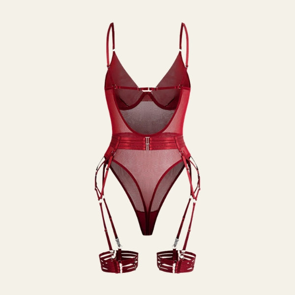 The Riviera Mesh Garter Bodysuit Set