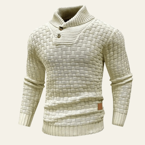 The Aspen Textured Button-Neck Knit Sweater