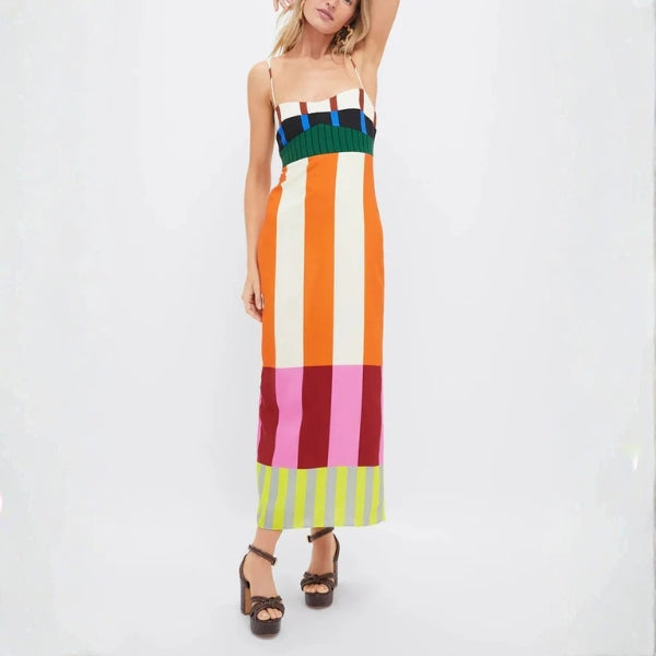 The Bengal Striped Column Maxi Dress