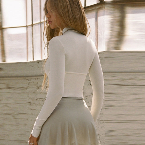 The Milan Corset-Seam Long-Sleeve Top