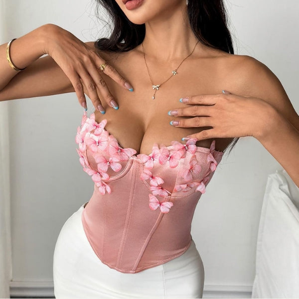 The Sorrento Floral-Appliqué Corset Top