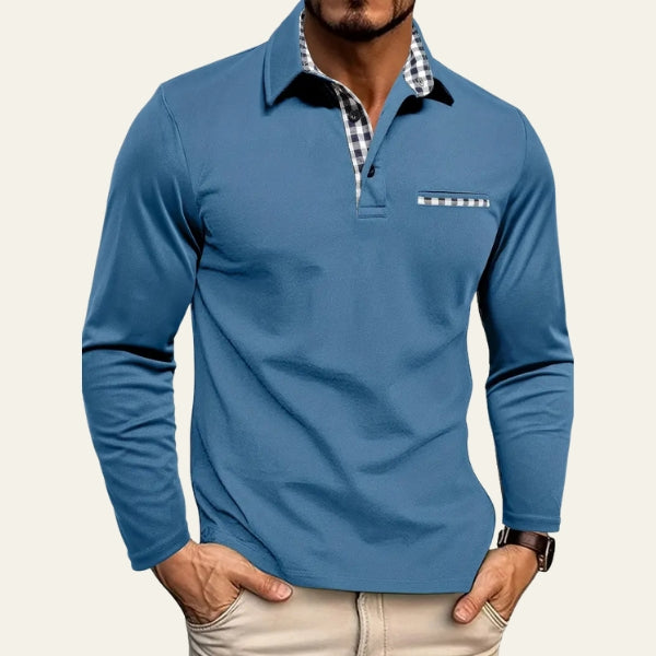 The Hudson Contrast-Placket Long-Sleeve Polo