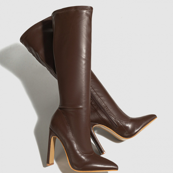 The Celeste Leather High Heel Boot