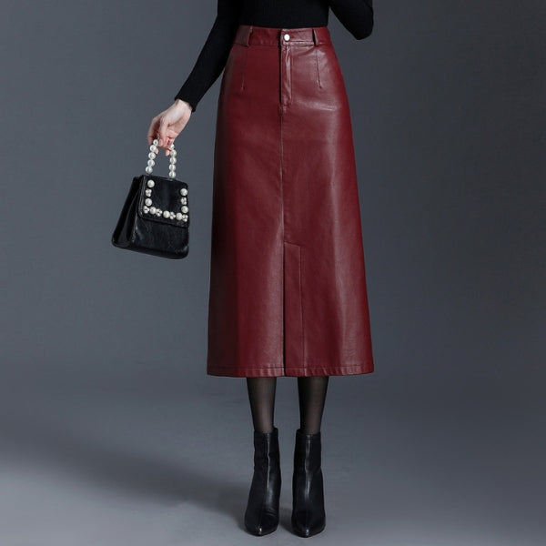 The Vienna Structured Leather Midi Skirt