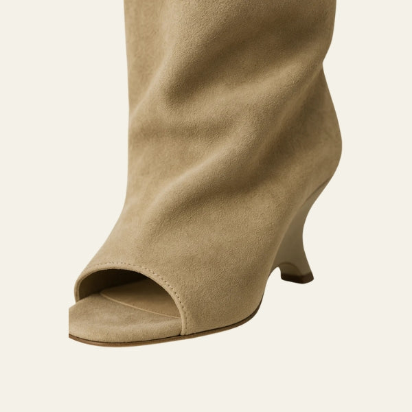 The Valencia Suede Peep-Toe Boots