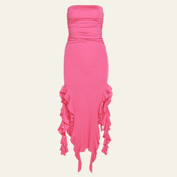 The Ravello Ruffle High-Slit Mini Dress