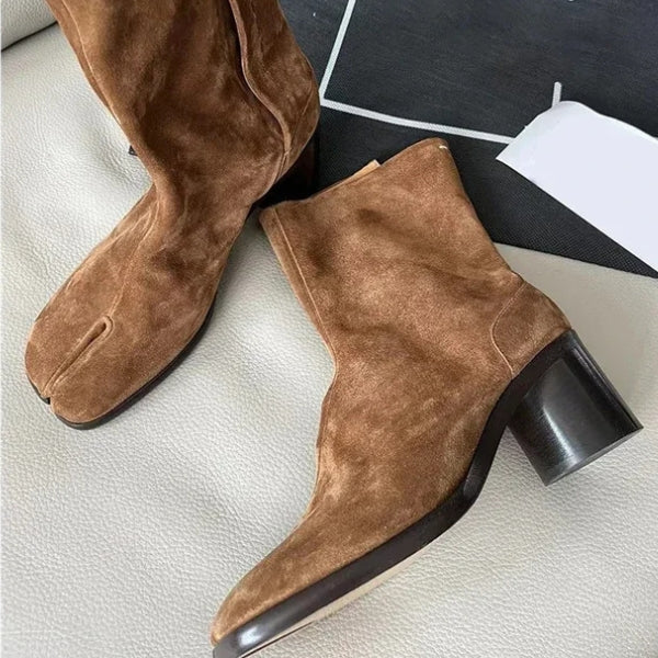 The Kyoto Split-Toe Block Heel Ankle Boots