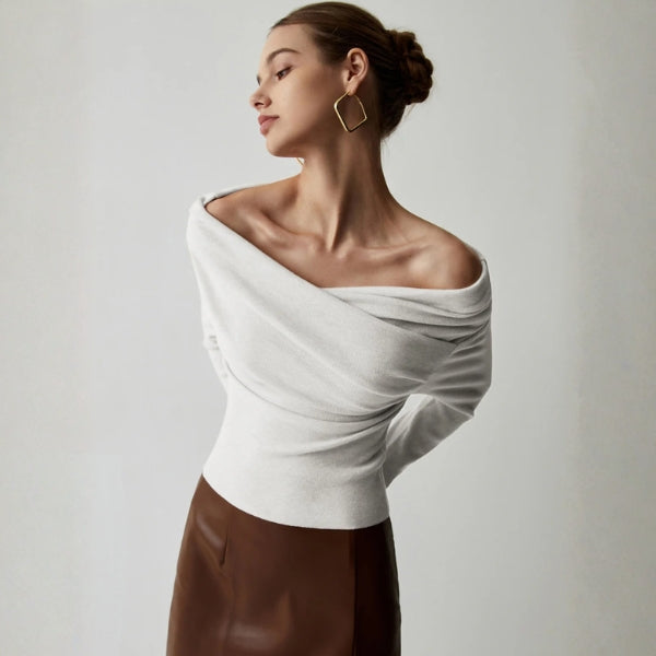 The Verona Draped Off-Shoulder Knit Top