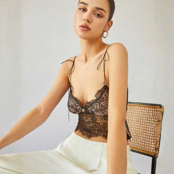 The Valencia Lace Tie-Strap Corset Top