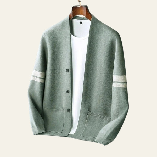 The Kyoto Stripe-Sleeve Knit Cardigan