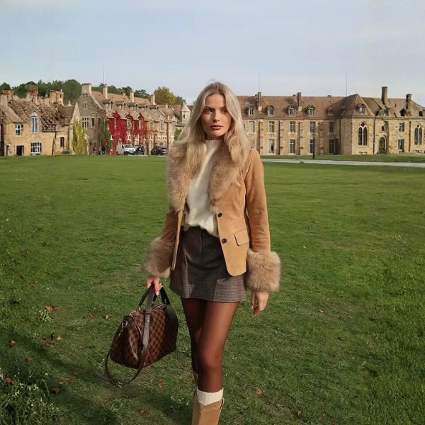 The Aspen Faux-Fur Trim Suede Jacket