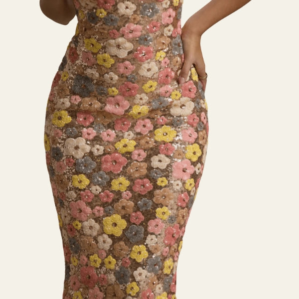 The Nerolisia Sequin Floral Maxi Dress