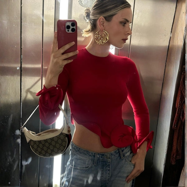 The Marbella Sculpted-Hem Long Sleeve Top