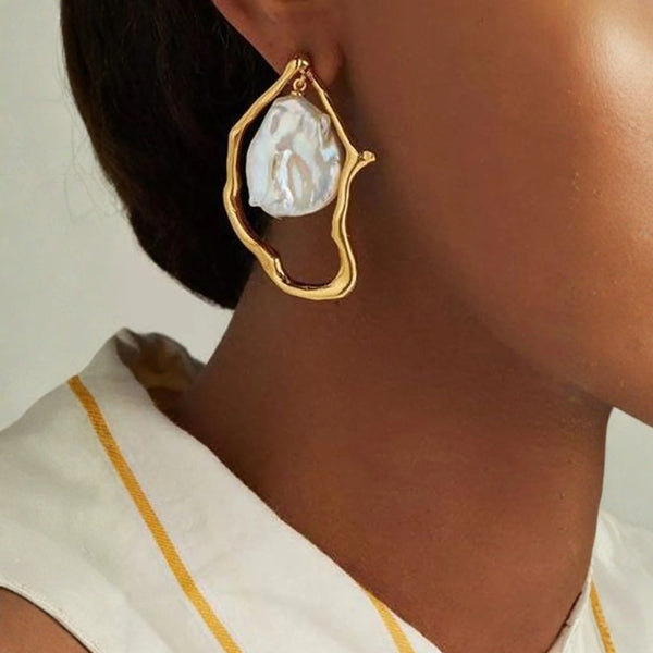 The Capri Pearl-Charm Hoop Earrings