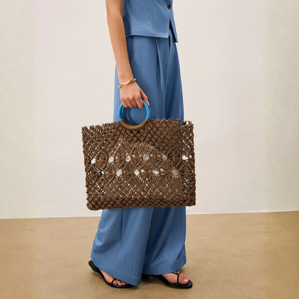 The Tulum Macramé Ring-Handle Tote