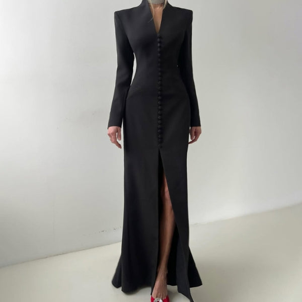 The Monaco Button-Front Column Dress