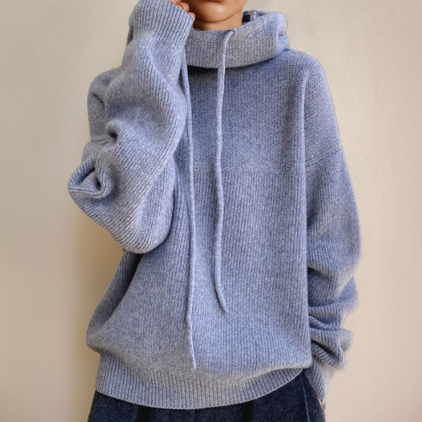 The Laguna Drawstring Cowl-Neck Knit Sweater