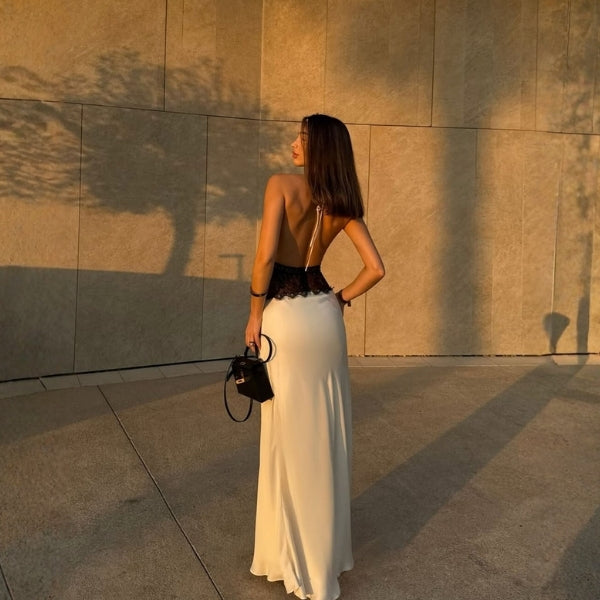 The Verona Lace-Waist Halter Dress