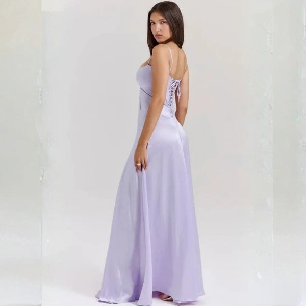 The Mirrorcurve Satin-Finish Maxi Dress
