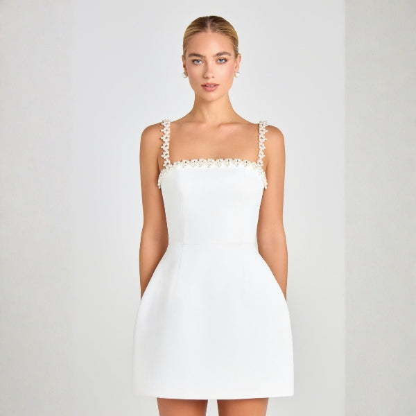 The Bellagio Floral-Trim Mini Dress