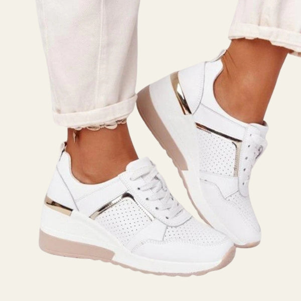 The Verona Metallic-Panel Wedge Sneakers