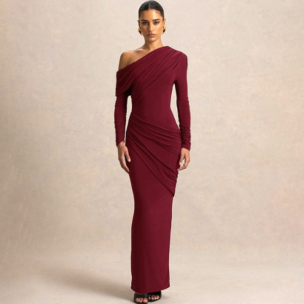 The Santorini Ruched Off-Shoulder Maxi Dress