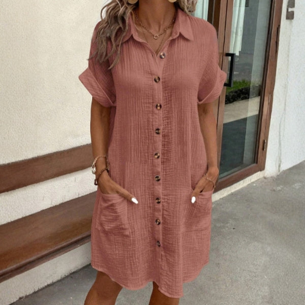 The Santorini Button-Front Shirt Dress
