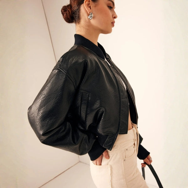 The Milano Faux Leather Bomber Jacket