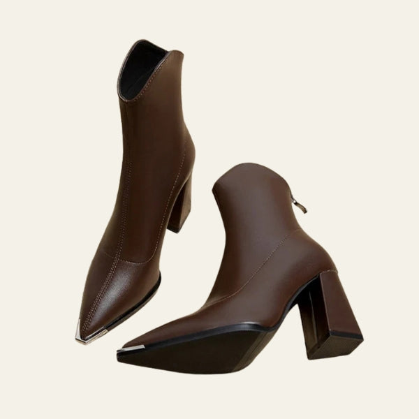 The Milan Pointed-Toe Block Heel Ankle Boots
