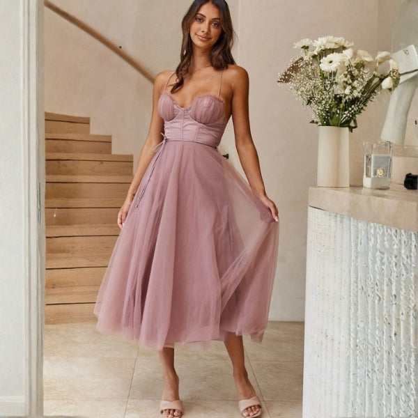 The Verona Tulle Corset Midi Dress