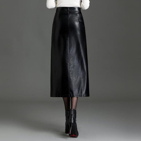 The Vienna Structured Leather Midi Skirt