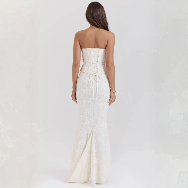 The Erica Embroidered Corset Maxi Dress
