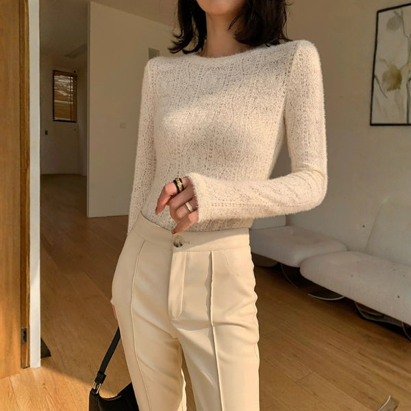 The Monaco Open-Knit Long Sleeve Top