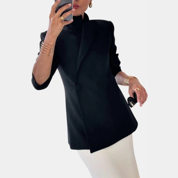 The Bridget Asymmetric Stand-Collar Blazer