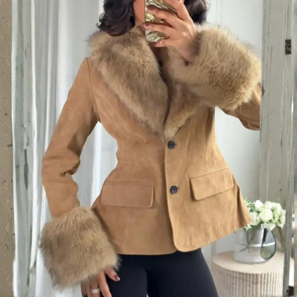 The Aspen Faux-Fur Trim Suede Jacket