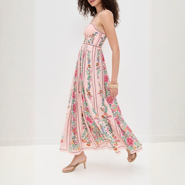 The Capri Embroidered Bustier Maxi Dress