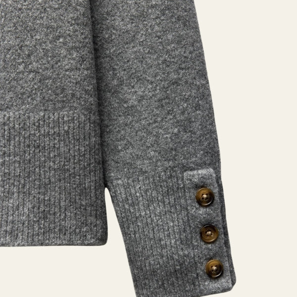 The Oslo Button-Front Textured Knit Sweater