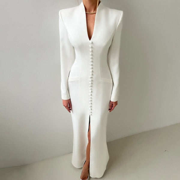 The Monaco Button-Front Column Dress