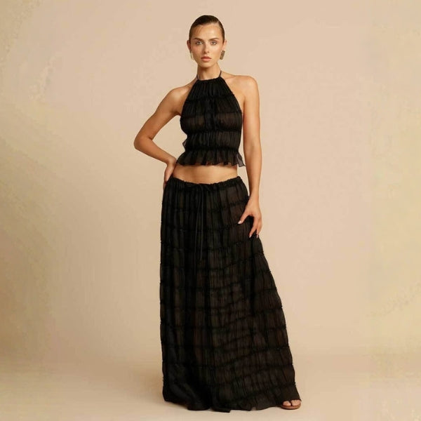 The Capri Tiered Halter Maxi Set