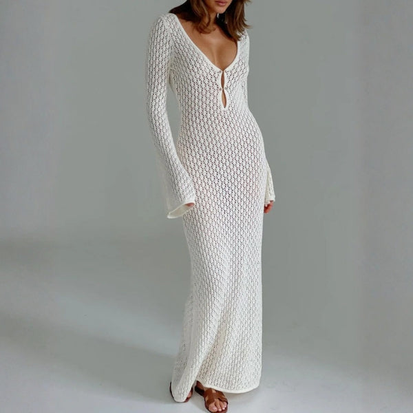 The Mykonos Open-Knit Cutout Maxi Dress