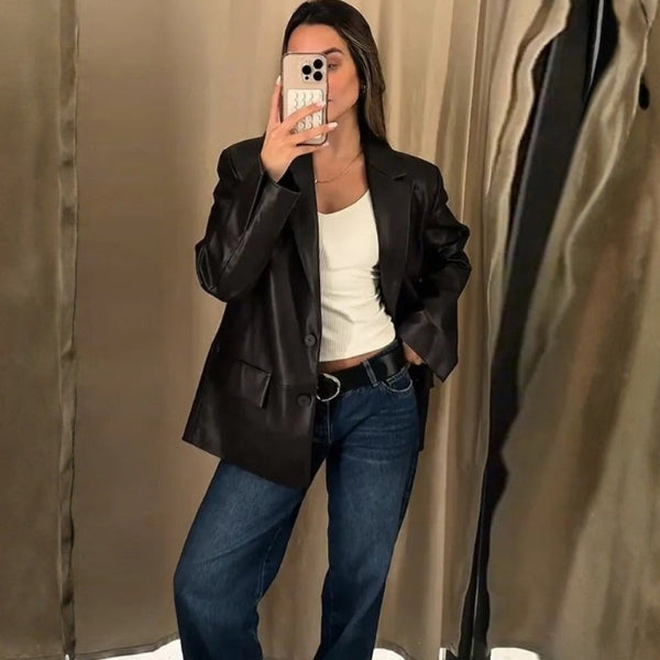 The Soho Tailored Leather Blazer