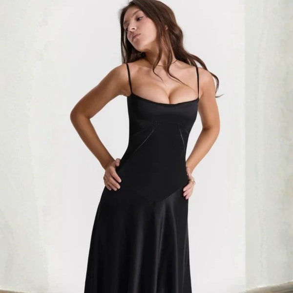 The Mirrorcurve Satin-Finish Maxi Dress