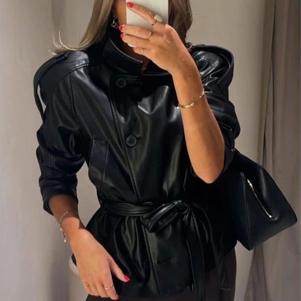 The Milan Belted Leather Jacket