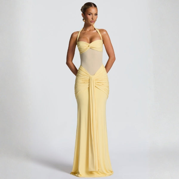 The Ravello Ruched Halter Maxi Dress