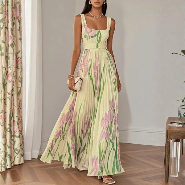The Ivana Pleated Floral Maxi Dress