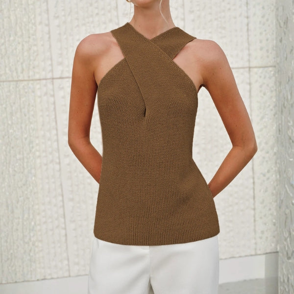 The Santorini Cross-Neck Knit Top